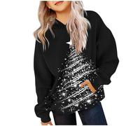 Zeiayuas Christmas Jumpers Kids, Xmas Graphic Hoodies Girls Long Sleeve Christmas Tree Print Jumper Novelty Funny Xmas Holiday Casual Pullover Santa Snowflake Hoodie Kids Loose Sweatshirt