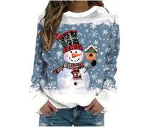 Zeiayuas Christmas Jumpers Women Funny Graphic Animals Cat Print Xmas Sweatshirt Crew Neck Long Sleeve Pullover Tops Reindeer Blouse Ladies Christmas Jumper