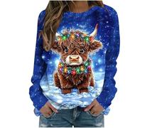 Zeiayuas Christmas Jumpers Women Funny Graphic Animals Cat Print Xmas Sweatshirt Crew Neck Long Sleeve Pullover Tops Reindeer Blouse Ladies Christmas Jumper