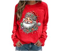 Zeiayuas Christmas Tree Jumper Women Xmas Tree Graphic Santa Reindeer Print Sweatshirt Novelty Funny Christmas Holiday Tops Pullover Long Sleeve Casual Shirts Blouse Round Neck Loose Tunic Top