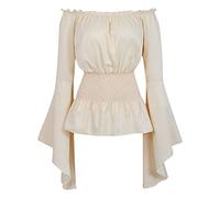 Zeiayuas Cold Shoulder Tops for Women,Ladies Gothic Tops Sexy Medieval Corset Tops Renaissance Blouse Flare Sleeve Ruffles Shirt Off The Shoulder Victorian Pirate Shirts Cosplay Halloween Costumes
