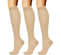 Zeiayuas Compression Socks for Women Men 3 Pairs 20-25mmHg Knee High Socks Compression Stockings Cotton Long Stockings for Sport Athletic Edema Diabetic Varicose Veins Travel Pregnancy Nursing