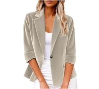 Zeiayuas Corduroy Blazer for Women UK Elegant Party Suit Jacket Fall Winter Y2K Clothes Fashion Wedding Outfit Outwear Tops Solid Color Long Sleeve Smart Casuaul Suit Jackets Beige