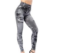 Zeiayuas Denim Jeans Womens Skinny Fit Casual Cotton Trousers High Waisted Pants Slim Plus Size Stretch Trousers Yoga Leggings Ladies Casual Business Work Long Pants UK Size 8-18 Gray