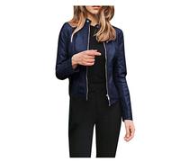 Zeiayuas Faux Leather Jacket Women PU Leather Moto Biker Jackets Short Slim Fit Casual Zip Up Coat Leather Jackets Classic Bomber Jacket Motorcycle Coats UK Clearance