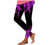 Zeiayuas Flame Printed Yoga Pants Womens High Waist Gym Sports Leggings Tummy Control Running Workout Compression Tights Stretch Patterned Leggings for Running Sports Outdoor Purple