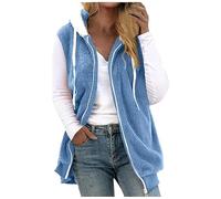 Zeiayuas Fleece Gilet for Women Sleeveless Teddy Coat Sherpa Fluffy Vest Solid Color Body Warmer Lightweight Cozy Gilets Ladies Winter Warm Jacket Fur Furry Coat Zip up Hoodies