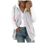 Zeiayuas Fleece Gilet for Women Sleeveless Teddy Coat Sherpa Fluffy Vest Solid Color Body Warmer Lightweight Cozy Gilets Ladies Winter Warm Jacket Fur Furry Coat Zip up Hoodies