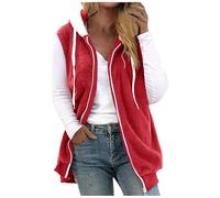 Zeiayuas Fleece Gilet for Women Sleeveless Teddy Coat Sherpa Fluffy Vest Solid Color Body Warmer Lightweight Cozy Gilets Ladies Winter Warm Jacket Fur Furry Coat Zip up Hoodies