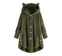 Zeiayuas Fluffy Hoodie Womens Cat Ear Cute Sweatshirt Sherpa Fleece Pullover Fuzzy Teddy Bear Coat Winter Long Sleeve Tops Ladies Teen Girls 2023 Soft Warm Outerwear Lounge Wear with Pocket