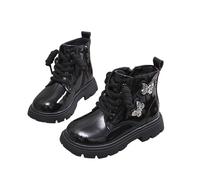 Zeiayuas Girls Ankle Boots Walking Boots Outdoor Footwear Side Zipper Leather Chelsea Booties Combat Boot Lace Up Kid Comfort Anti-Slip Casual Winter Snow Boot Waterproof Winter Fall Shoes