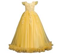 Zeiayuas Girls Princess Dress Flower Girls Tutu Dress Kids Embroidered Wedding Pageant Bridesmaid Dress Floral Lace Tulle First Communion Pageant Dresses Kids Big Girl Wedding Party Prom Ball Gown