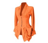 Zeiayuas Gothic Coats for Women UK Ladies Steampunk Jacket Vintage Medieval Renaissance Overcoats Long Trench Coat Windbreaker Autumn Winter Tailcoat Victorian Pirate Halloween Costumes Orange