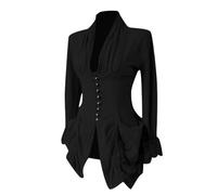 Zeiayuas Gothic Coats for Women UK Sale Ladies Steampunk Jacket Vintage Medieval Renaissance Overcoats Long Trench Coat Windbreaker Autumn Winter Tailcoat Victorian Pirate Halloween Costumes Black