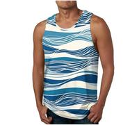 Zeiayuas Hawaiian Tank Tops for Men Summer Beach T Shirts Sleeveless Gym Vests Training Bodybuilding Top Athletic Basic Casual Undershirt Loose Workout Tank Top Breathable Sports Running Tshirt
