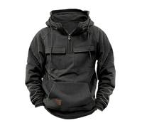 Zeiayuas Hoodie for Men UK Clearance Half Zip Hooded Sweatshirt Cargo Vintage Pullover Casual Solid Color Hoody Drawstring Jumper Workout Gym Sports Outdoor Sportwear with Kanga Pocket Gray