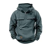 Zeiayuas Hoodie for Men UK Clearance Half Zip Hooded Sweatshirt Cargo Vintage Pullover Casual Solid Color Hoody Drawstring Jumper Workout Gym Sports Outdoor Sportwear with Kanga Pocket