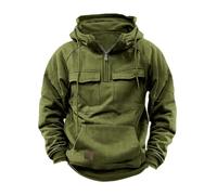 Zeiayuas Hoodie for Men UK Clearance Half Zip Hooded Sweatshirt Cargo Vintage Pullover Casual Solid Color Hoody Drawstring Jumper Workout Gym Sports Outdoor Sportwear with Kanga Pocket Army Green