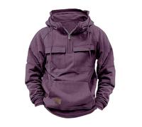 Zeiayuas Hoodie for Men UK Sale Clearance Half Zip Hooded Sweatshirt Cargo Vintage Pullover Casual Solid Color Hoody Drawstring Jumper Workout Gym Sports Outdoor Sportwear with Kanga Pocket