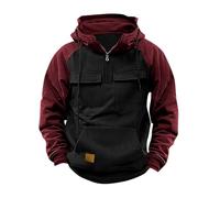 Zeiayuas Hoodie for Men UK Sale Clearance Half Zip Hooded Sweatshirt Cargo Vintage Pullover Casual Solid Color Hoody Drawstring Jumper Workout Gym Sports Outdoor Sportwear with Kanga Pocket