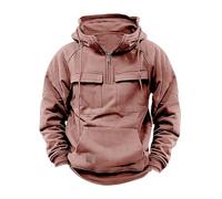 Zeiayuas Hoodie for Men UK Sale Clearance Half Zip Hooded Sweatshirt Cargo Vintage Pullover Casual Solid Color Hoody Drawstring Jumper Workout Gym Sports Outdoor Sportwear with Kanga Pocket Hot Pink