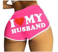 Zeiayuas I Love My Husband Booty Shorts Womens Sexy 3" High Waist Yoga Biker Shorts Soft Spandex Dance Hot Pants Butt Lifting Leggings Summer Casual Beach Shorts Ladies Athletic Shorts