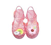 Zeiayuas Jelly Shoes for Toddler Girls Summer Beach Retro Jellies Sandals T-Strap Slingback Little Kids Glitter White Size 9 Soft Closed Toe Princess Dress Flats for 2-9 Years
