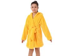 Zeiayuas Kids Bathrobe Fleece Dressing Gown Children Hooded Robe for Boys Girls Teens Plush Super Soft Fluffy Bathrobes Hooded Towel Poncho Bath Robe with Pockets Yellow