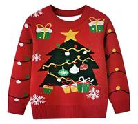 Zeiayuas Kids Christmas Jumpers,Boys Girls Knitted Sweater Children Unisex Christmas Xmas Tree Santa Claus Pullover Knitted Novelty Jumper Sweaters 1-10 Years