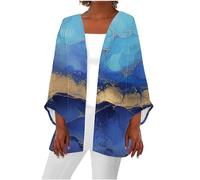 Zeiayuas Kimono Cardigans for Women Bohemian Tops Beach Coverups Plus Size Linen Cardigan Outwear Boho Summer Fall Blouses Ladies Longline Cardigan Smocked Blouse Floral Print Beach Wear Cover Up