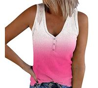 Zeiayuas Knitted Tank Tops Women UK Tie Dye Ribbed Vests Plus Size Summer Top Classic Sleeveless Elegant V Neck T Shirts Slim Fit Work Blouses Casual Tee Shirt Clearance