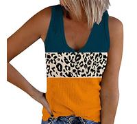 Zeiayuas Knitted Tank Tops Women UK Tie Dye Ribbed Vests Plus Size Summer Top Classic Sleeveless Elegant V Neck T Shirts Slim Fit Work Blouses Casual Tee Shirt Sale Clearance
