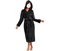 Zeiayuas Ladies Dressing Gown Fluffy Super Soft Hooded Bathrobe for Women Fleece Teddy Loungewear Flannel Long Robe Cozy Bath Robe Winter Plush Nightwear Warm Cosy Pyjamas with Pocket Gifts for Her