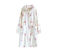 Zeiayuas Ladies Flannel Dressing Gown Fluffy Bath Robes for Women Super Soft Bathrobe with Hood Winter Cozy Fleece Bathrobe Cute Animal Dressing Gown Nightwear with Pockets Gifts for Her