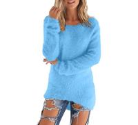 Zeiayuas Ladies Fleece Tops Long Sleeve Sherpa Pile Pullover Fuzzy Fleece Sweatshirt Womens Winter Warm Jumper Teddy Fluffy Tunic Top Loose Solid Color Crewneck Sweater UK