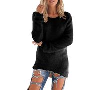 Zeiayuas Ladies Fleece Tops Long Sleeve Sherpa Pile Pullover Fuzzy Fleece Sweatshirt Womens Winter Warm Jumper Teddy Fluffy Tunic Top Loose Solid Color Crewneck Sweater UK