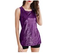 Zeiayuas Ladies Sequins Vest Top Sleeveless Night Out Tank Tops Glitter Sequins Sparkle Vests Camisole Elegant Tshirts for Night Club Party UK Clearance