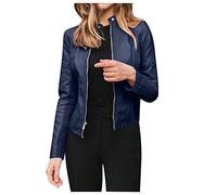 Zeiayuas Leather Jacket Women PU Leather Jackets Motocycle Bomber Biker Jacket Ladies Slim Fitted Zip Up Motorcycle Outwear Short Moto Jacket Zipper Long Sleeve Biker Coat