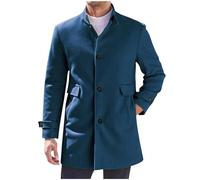 Zeiayuas Long Trench Coat for Men UK Wool Winter Peacoats Lapel Casual Smart Business Jacket Winter Warm Coats Windproof Windbreaker Stand Collar Overcoat Coat Outwear with Pockets Size 10-18