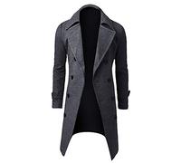 Zeiayuas Long Trench Coat Mens, Men Wool Overcoat Full Length UK Long Pea Coats Winter Warm Jacket Coat Business Casual Smart Outwear Regular Fit Trench Coats Size 10-20