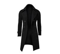 Zeiayuas Long Trench Coat Mens, Men Wool Overcoat Full Length UK Long Pea Coats Winter Warm Jacket Coat Business Casual Smart Outwear Regular Fit Trench Coats Size 10-20