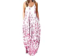 Zeiayuas Maxi Dress for Women UK Tie Dye Summer Sling Dresses Sexy V-Neck Sleeveless Spaghetti Strap Long Dress Loose Summer Beach Sundress Vacation Plus Size Sundress Casual Party Swing Dress