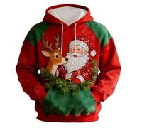 Zeiayuas Mens Christmas Jumpers Santa Claus Sweatshirt Hooded Xmas Hoodies Funny Novelty Santa Graphic Pullover Top Christmas Tree Snowman Elf Xmas Jumper with Kangaroo Pocket