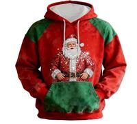 Zeiayuas Mens Christmas Jumpers Santa Claus Sweatshirt Hooded Xmas Hoodies Funny Novelty Santa Graphic Pullover Top Christmas Tree Snowman Elf Xmas Jumper with Kangaroo Pocket