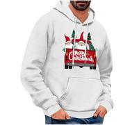 Zeiayuas Men's Christmas Tree Hoodies Novelty Funny Xmas Pullover Cute Elk Graphic Top Reindeer Snowman Print Hooded Sweatshirts Merry Christmas Jumpers for Teens UK