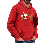 Zeiayuas Men's Christmas Tree Hoodies Novelty Funny Xmas Pullover Cute Elk Graphic Top Reindeer Snowman Print Hooded Sweatshirts Merry Christmas Jumpers for Teens UK