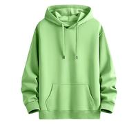 Zeiayuas Mens Fleece Hoodie Sherpa Linen Plus Size Pullover Winter Warm Sweatshirt Plain Hoody Work Hooded Jumper Long Sleeve Pull Over Top with Pocket Mint Green
