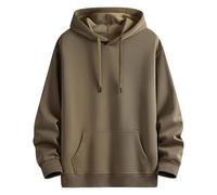 Zeiayuas Mens Fleece Hoodie Sherpa Linen Plus Size Pullover Winter Warm Sweatshirt Plain Hoody Work Hooded Jumper Long Sleeve Pull Over Top with Pocket Brown