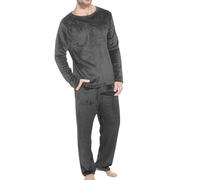 Zeiayuas Men's Fluffy Pyjamas Sets Fleece Tops Lounge Pants Loose Plush Furry Sleepwear 2 Piece Pjs Set Winter Warm Flannel Loungewear Teddy Cosy Nightwear Sherpa Thicken Pj Sets