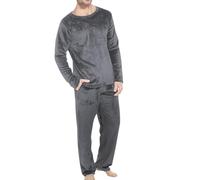 Zeiayuas Men's Fluffy Pyjamas Sets Fleece Tops Lounge Pants Loose Plush Furry Sleepwear 2 Piece Pjs Set Winter Warm Flannel Loungewear Teddy Cosy Nightwear Sherpa Thicken Pj Sets